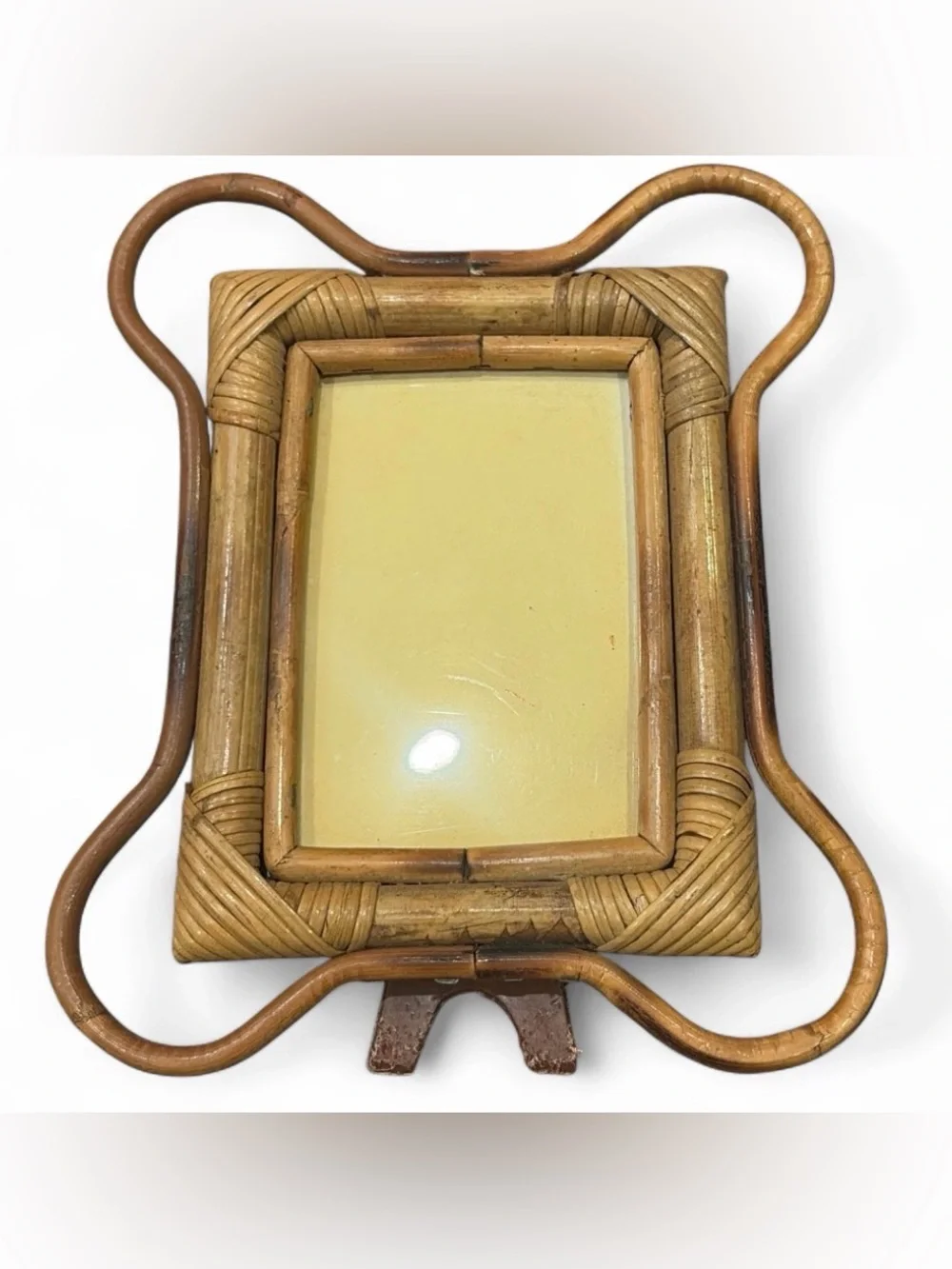 Vintage Mid Century Boho Bentwood Bamboo Rattan MCM Picture Frame Photo Decor